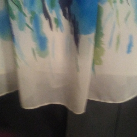 Cream dress with black outline and floral overlay - Picture 4 of 5